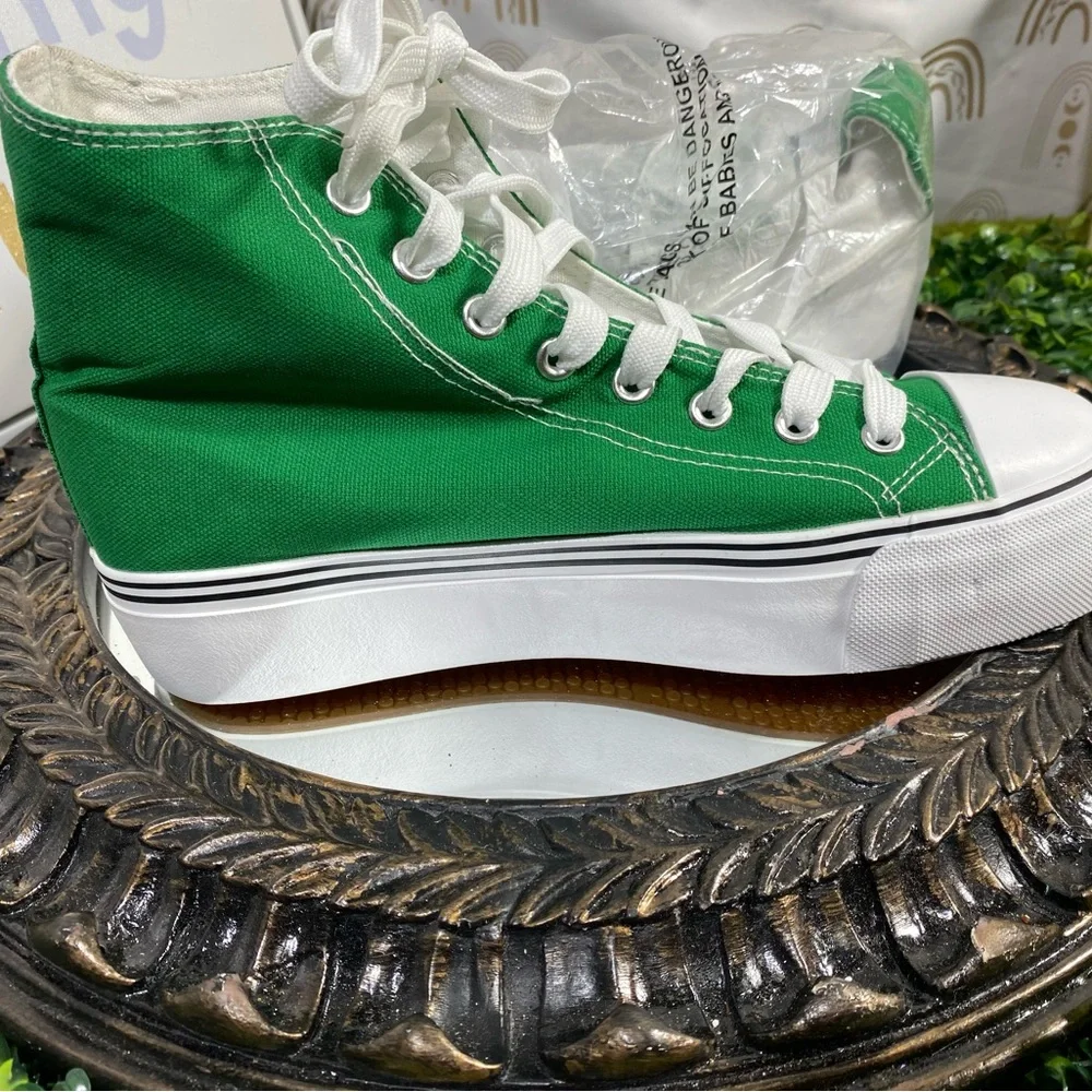 Green High-Top Platform Sneakers